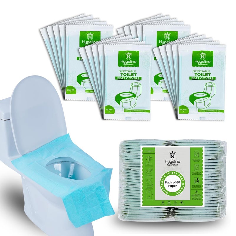 Hygeline Pack 60 X-Large Disposable Toilet Seat Covers PE Material | Travel Toilet Seat Covers for Adults and Potty Training, Premium Toilet Seat Liners for Public Restrooms - Image 1